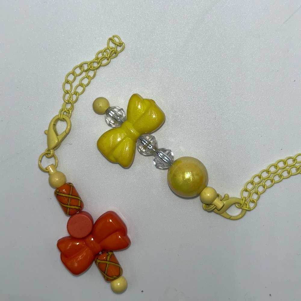 Yellow and Orange Bow Charm keychain zipper pulls
